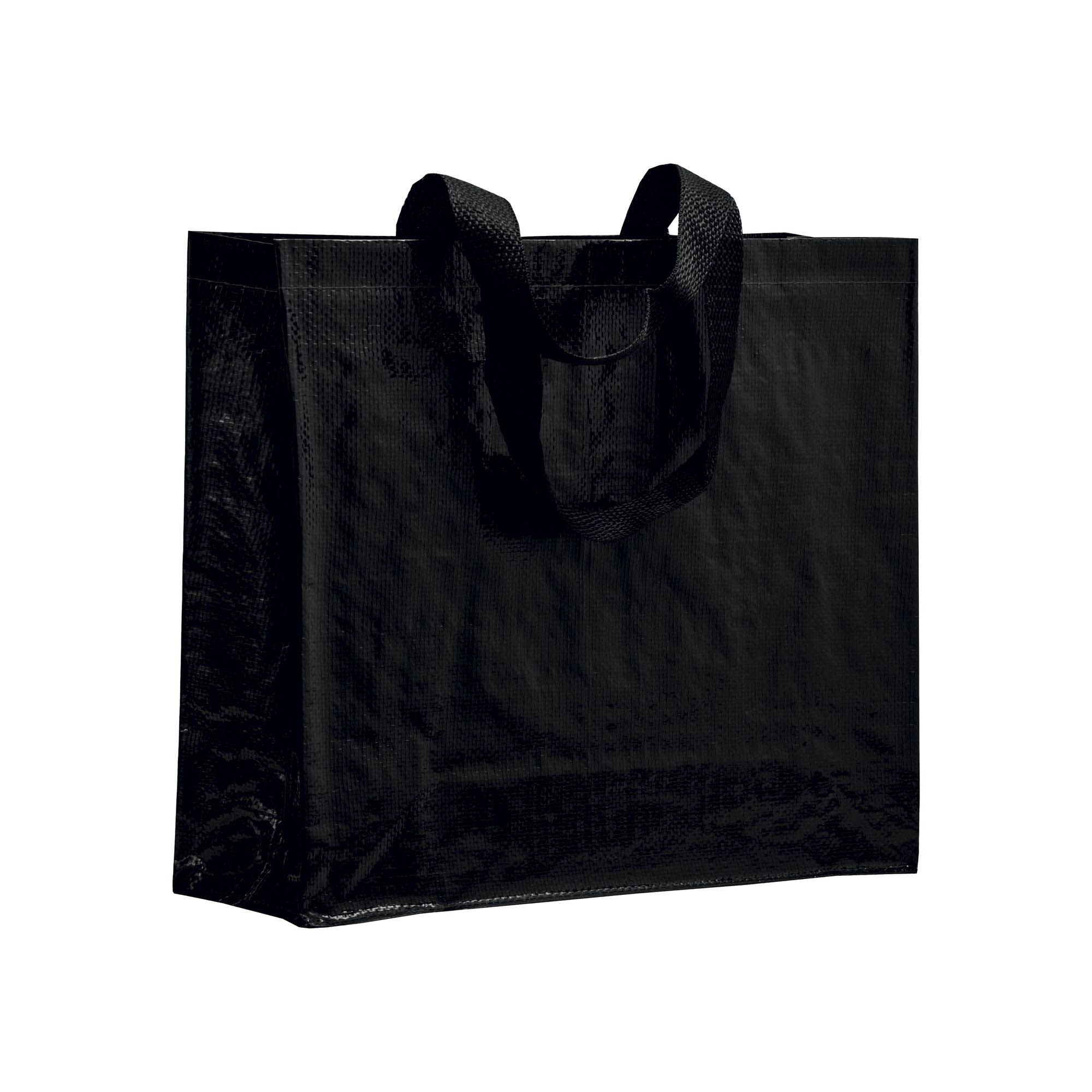 Laminated 120 g/m2 PP shopping bag with gusset and long ribbon handles