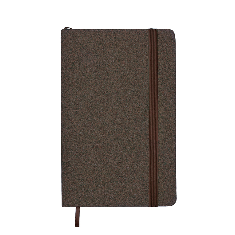 Notebook with cover made from coffee or tea residues. Elastic closure