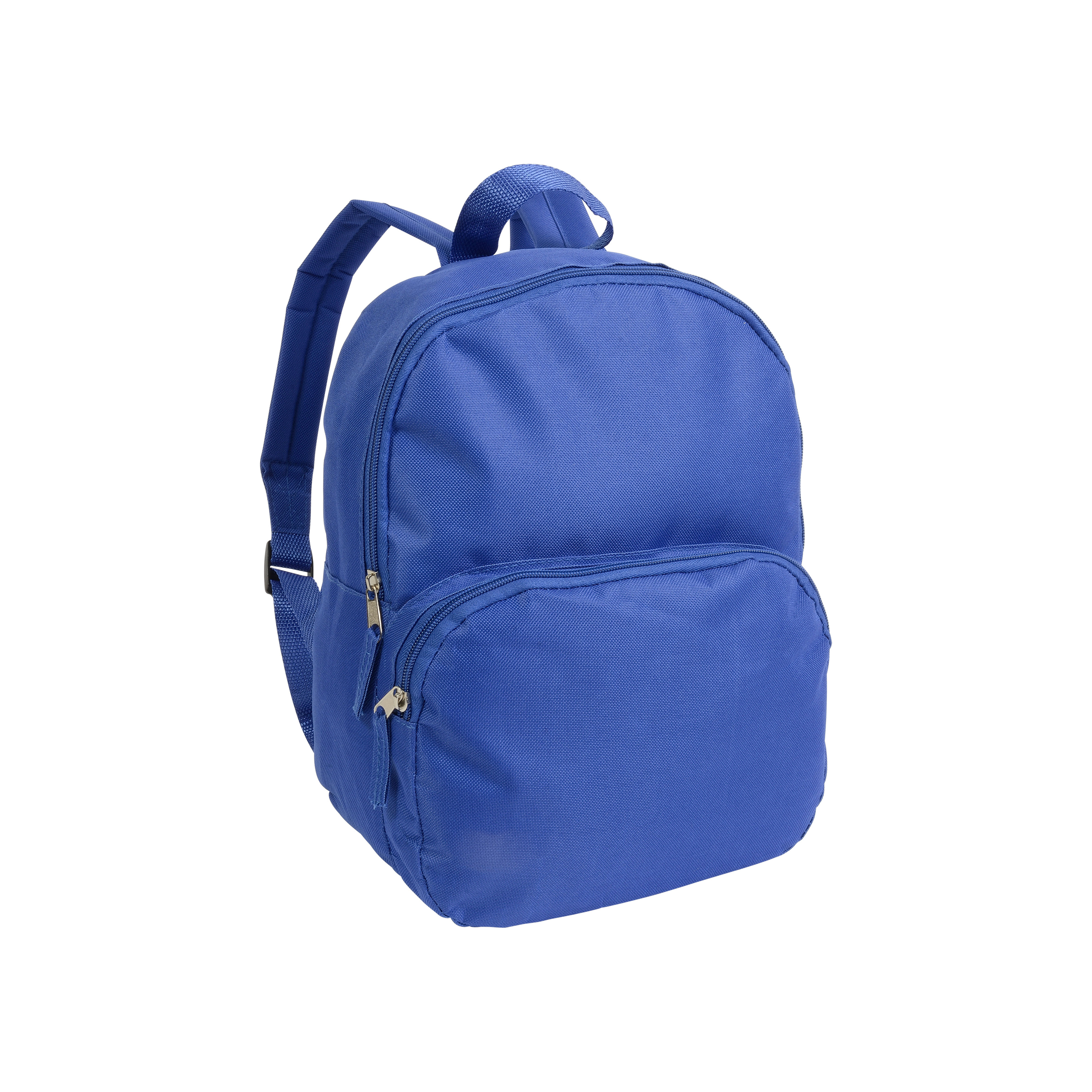 600D polyester mini backpack with 2 pockets. Adjustable shoulder strap and padded back
