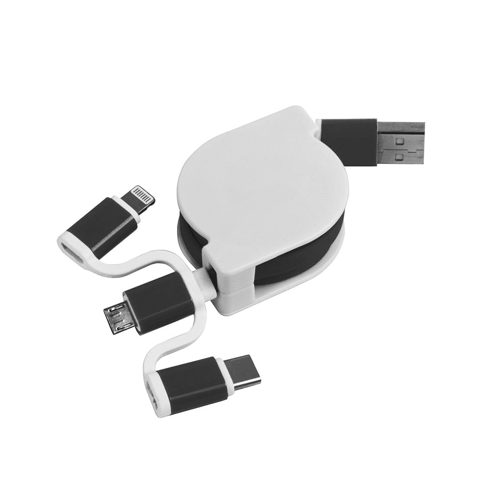 Retractable charging cable USB, Type-C, lightning and micro USB