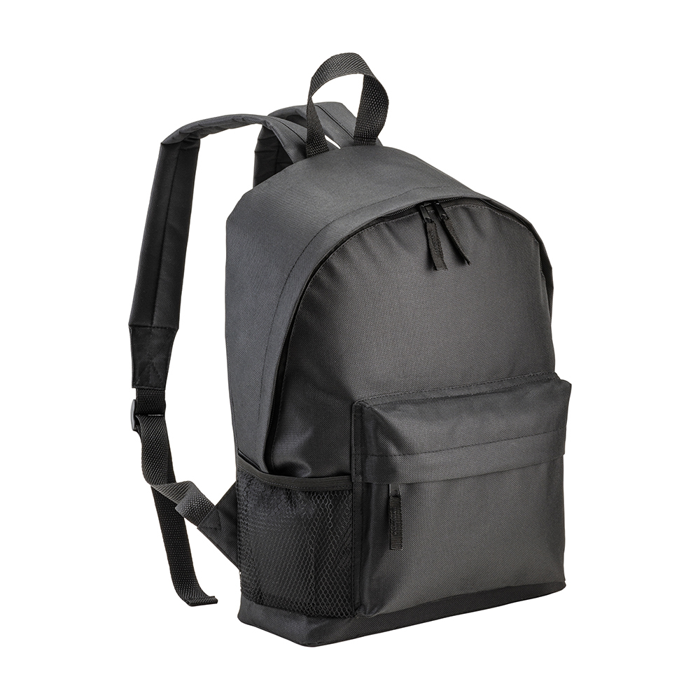 Recycled polyester R-PET rucsac with exterior zippered pocket