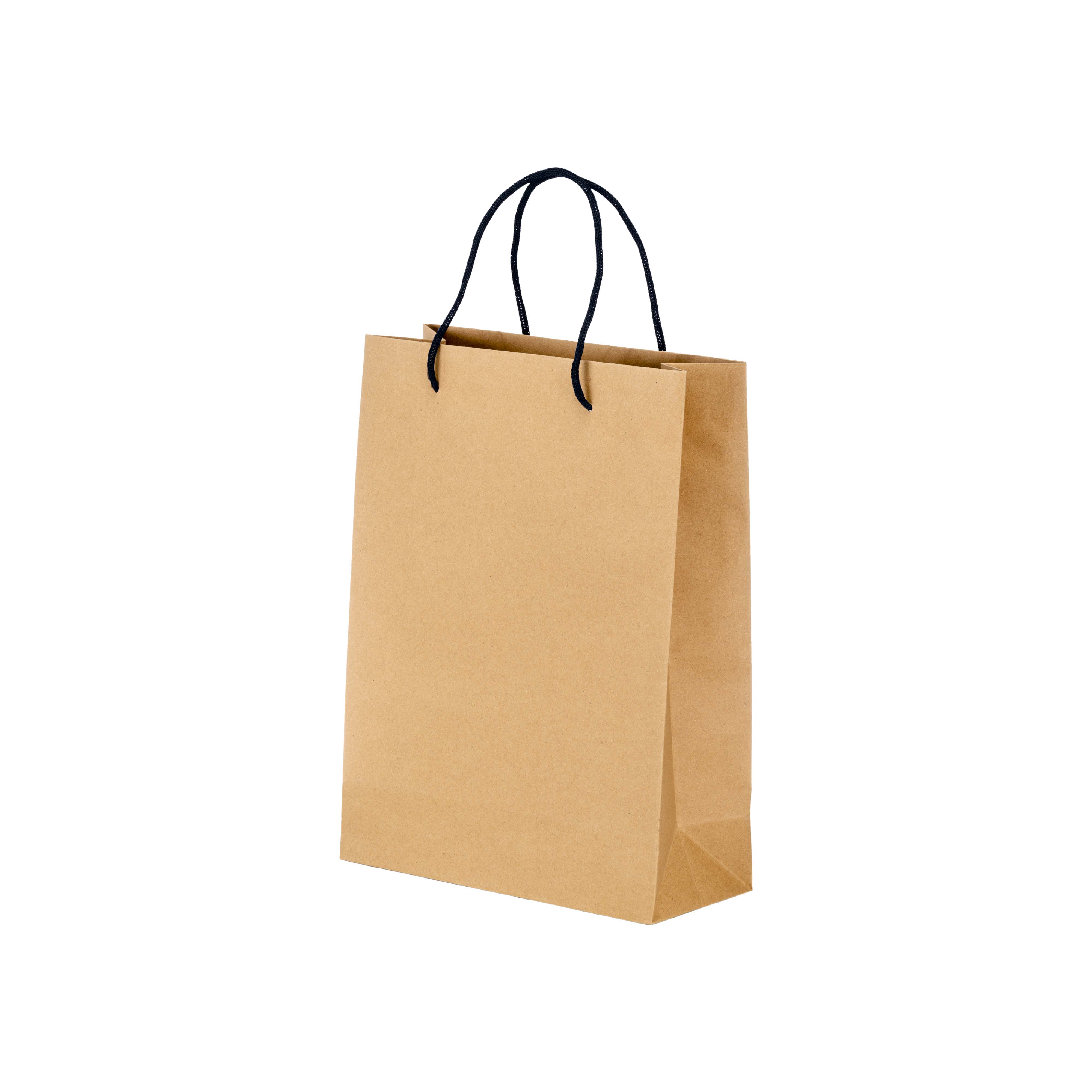 150 g/m2 recycled paper bag with gusset and short colored handles