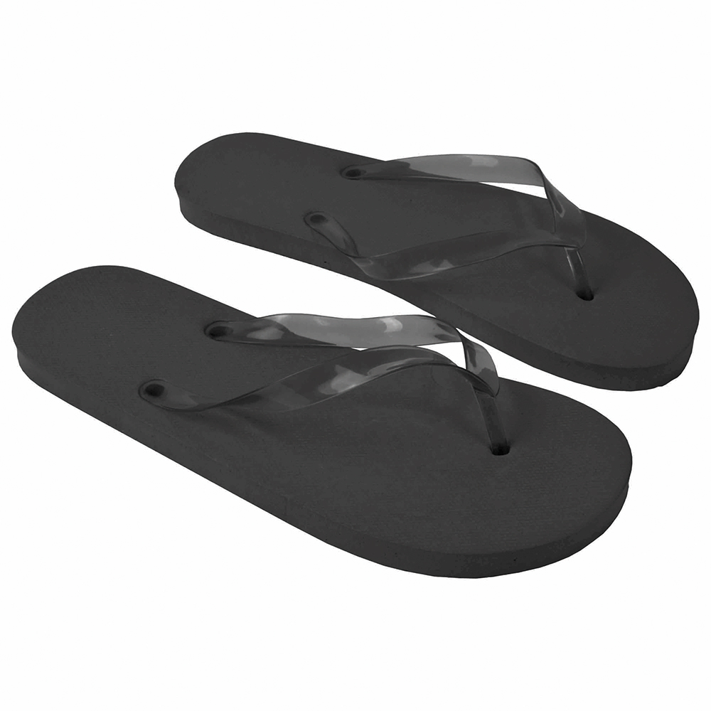 UNISEX flip-flops with PE (114 g) sole and transparent PVC straps. One size (36-39)