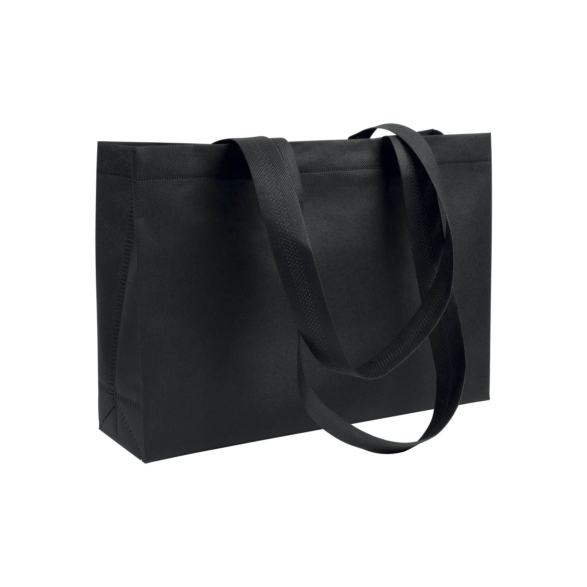 Heat-sealed 70 g/m2 non-woven fabric shopping bag with bottom gusset and long handles
