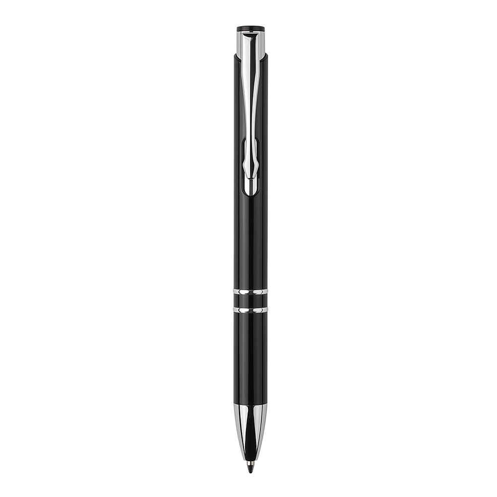 ABS push-button ballpoint pen. Chrome clip and details