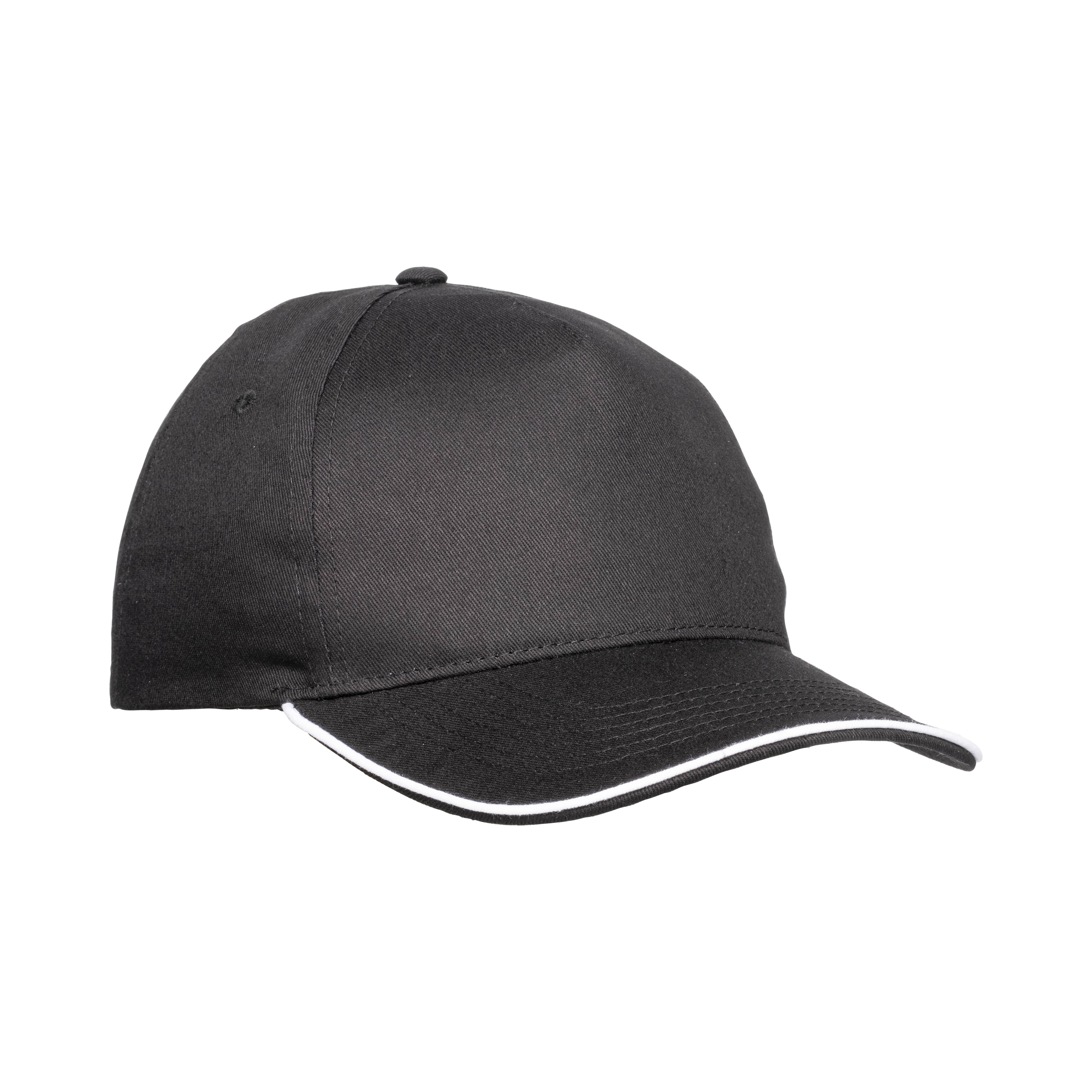 Cotton 5-panel baseball cap, contrasting sandwich visor Velcro closure