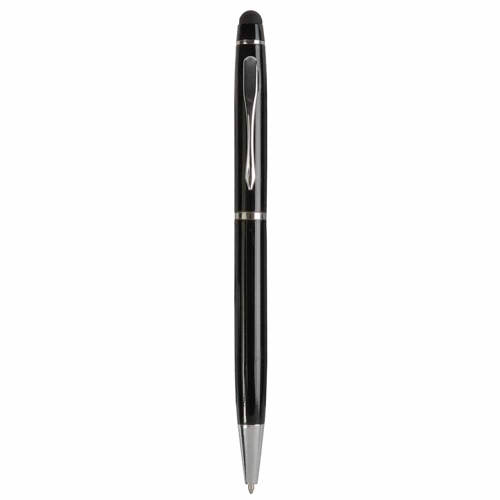 Metal coloured twist pen with matching touchscreen rubber tip