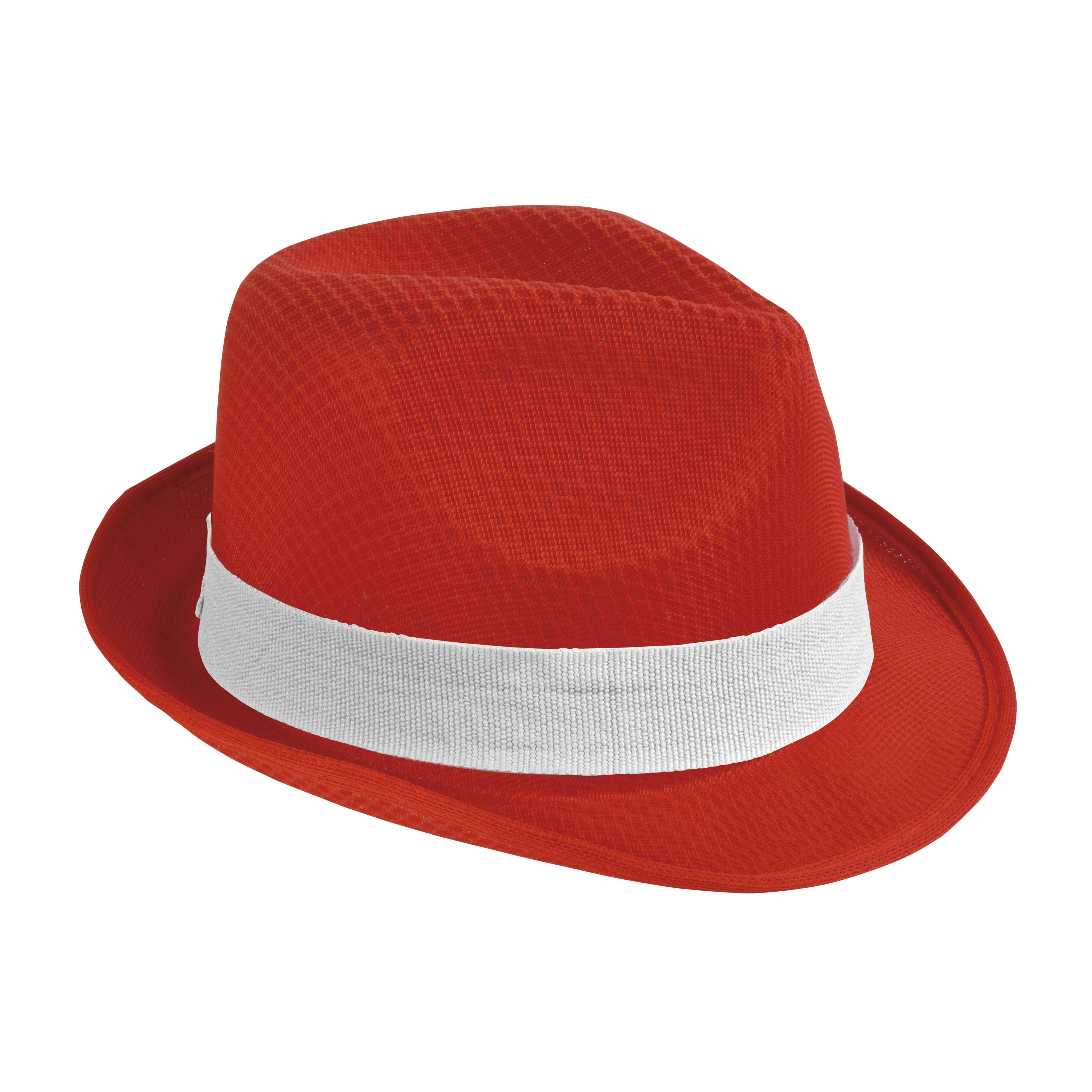 Polyester hat with 2.5 cm-wide, elastic, detachable customisable band