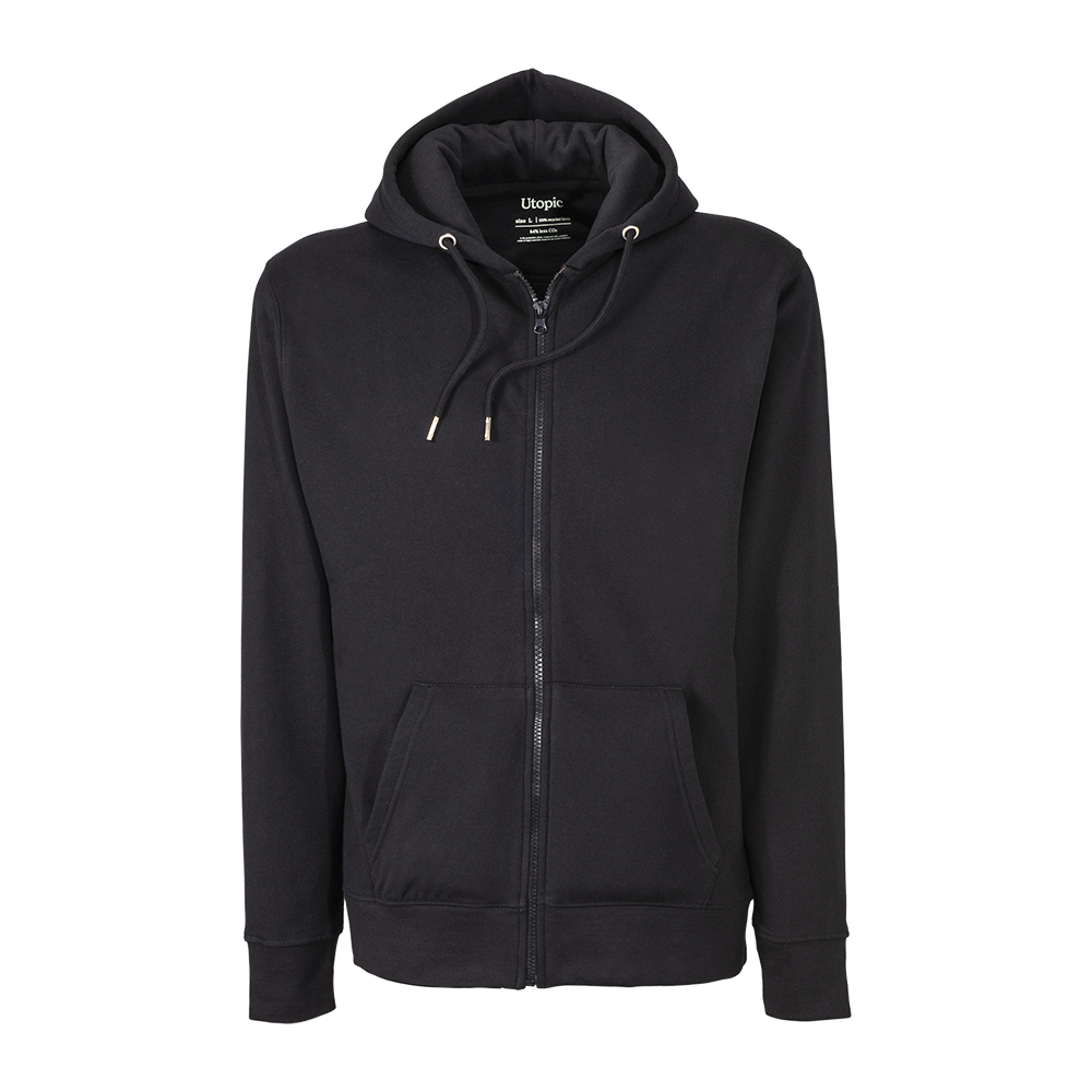 Unisex zip-up hoodie in regenerated cotton and polyester 280 g/m2