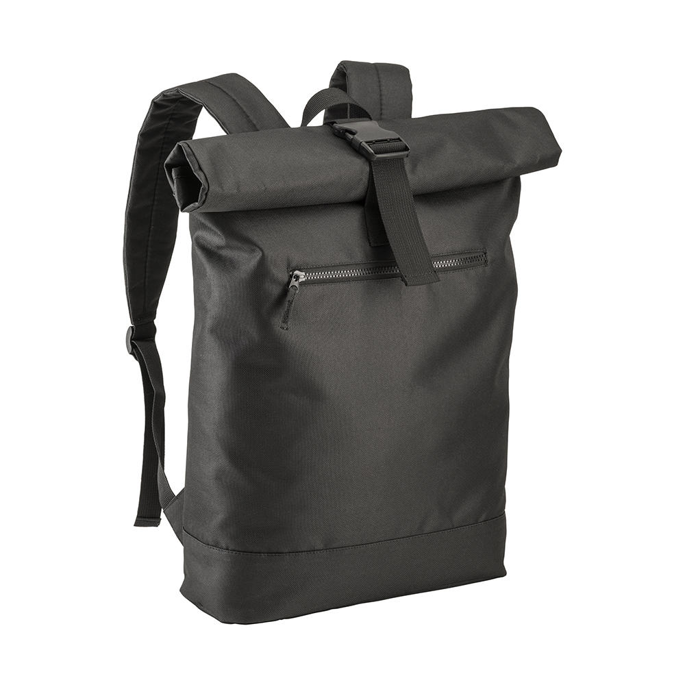 Recycled polyester R-PET PC  (17") rucsac with exterior zippered pocket