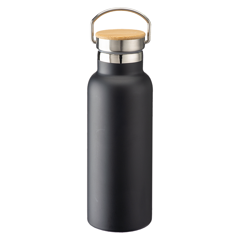 Double wall stainless steel insulating vacuum flask with bamboo lid (500 ml)