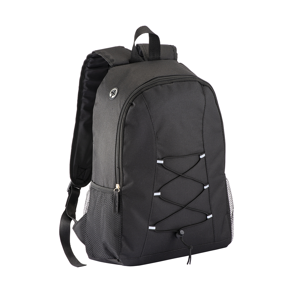 600D polyester Backpack with earbuds port