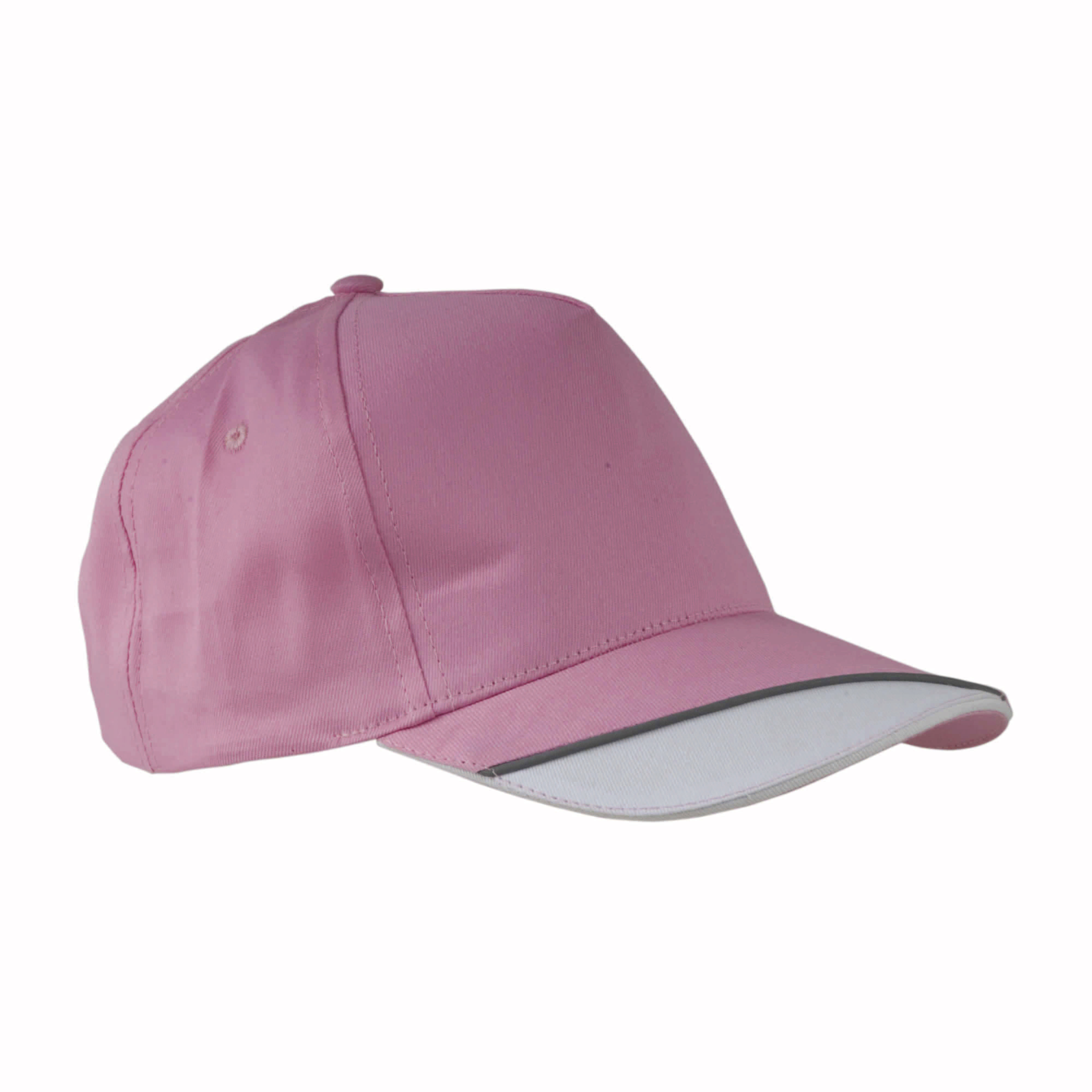 Cotton 5-panel cap with white section on the visor and reflective piping