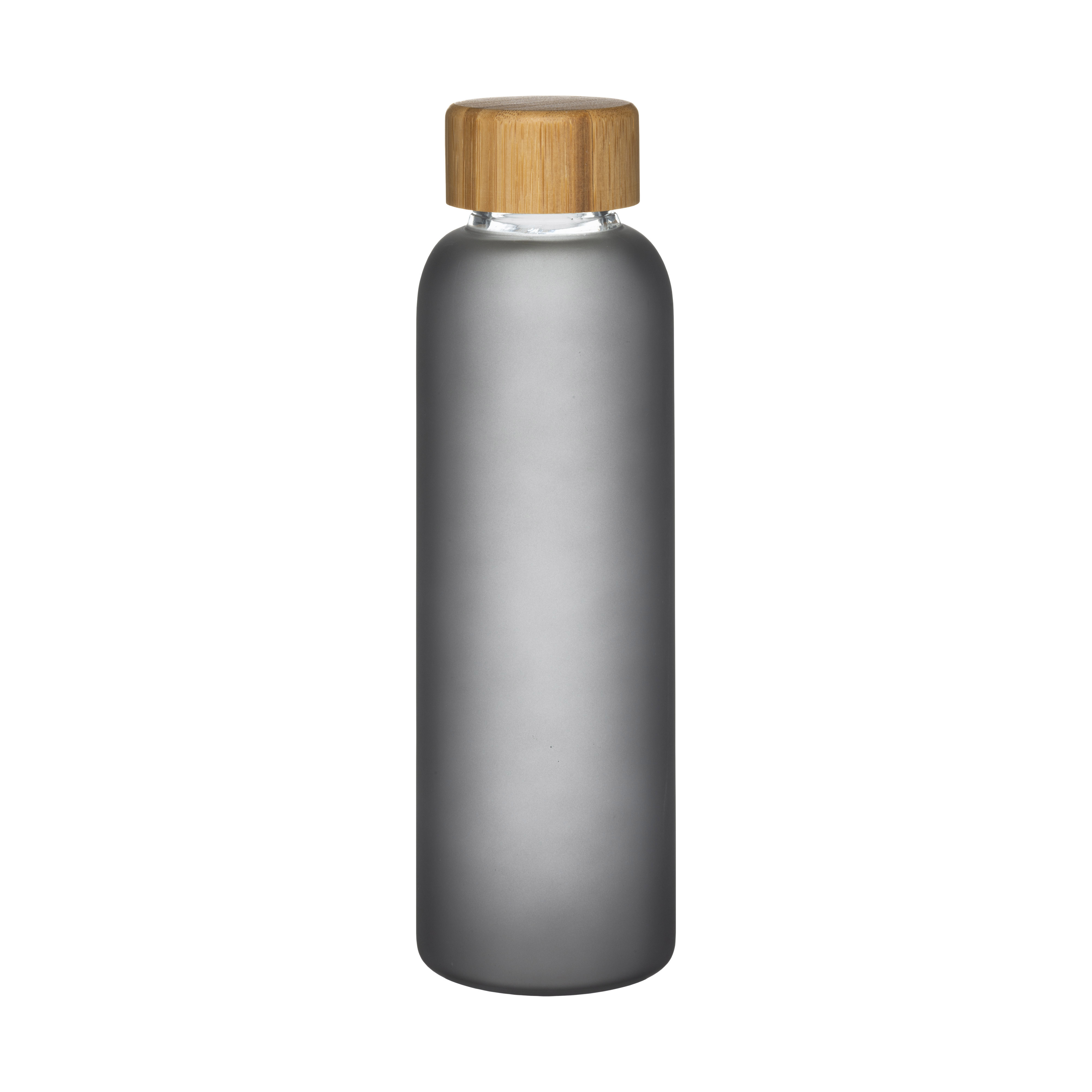 Frosted glass bottle and bamboo lid, capacity 500 ml