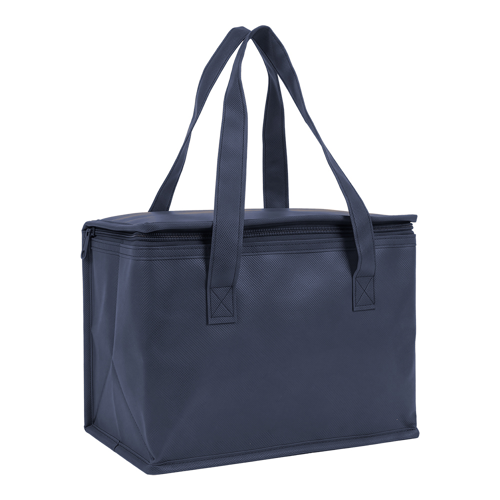 Laminated non-woven fabric cooler bag with silver interior