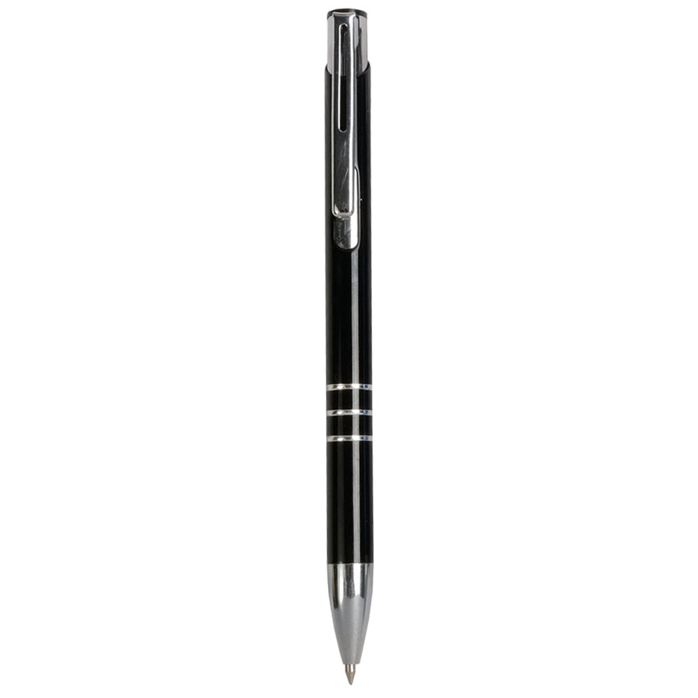 Metal snap pen with 3-ring decoration and chromed details