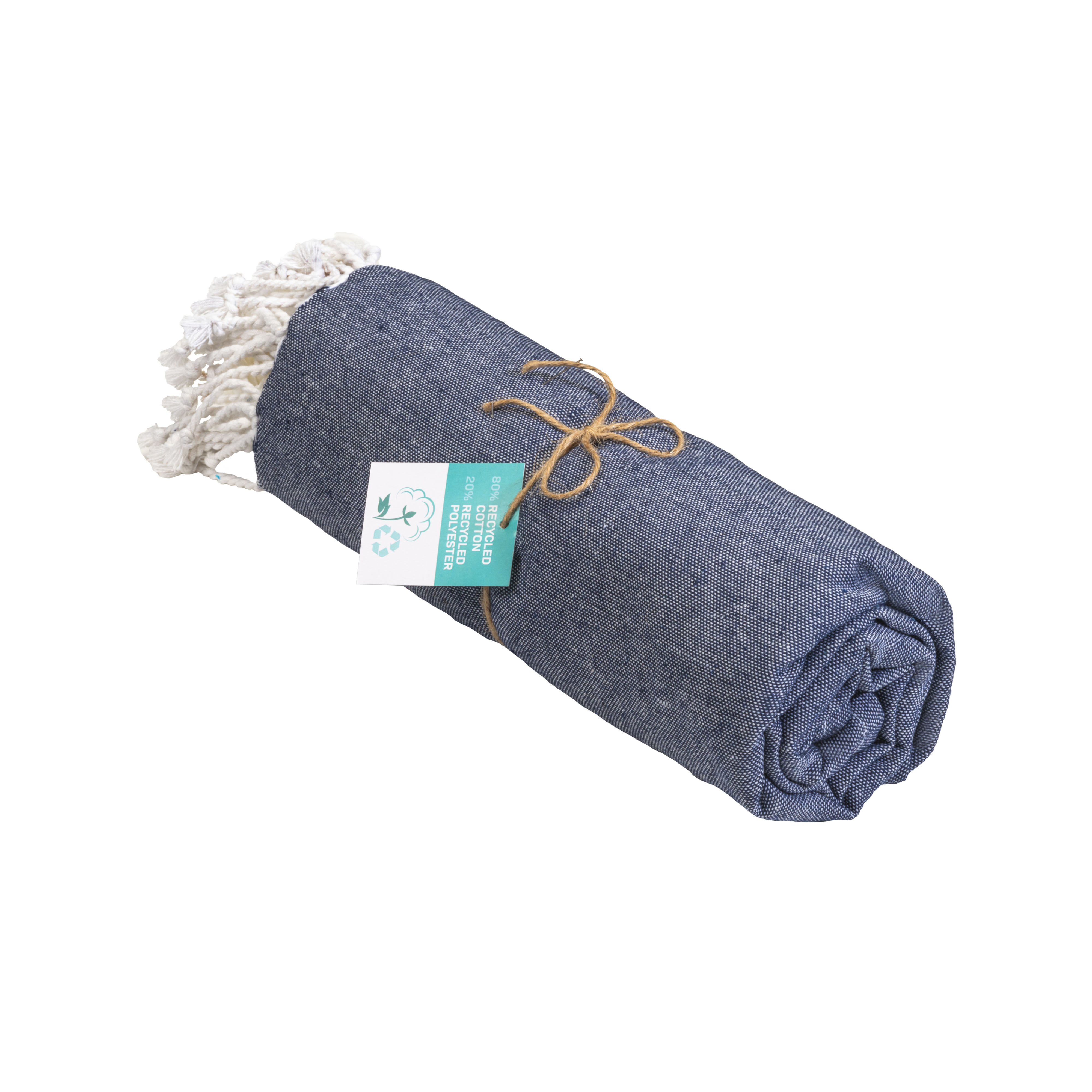 Recycled cotton fringed beach towel, size 90x170 cm