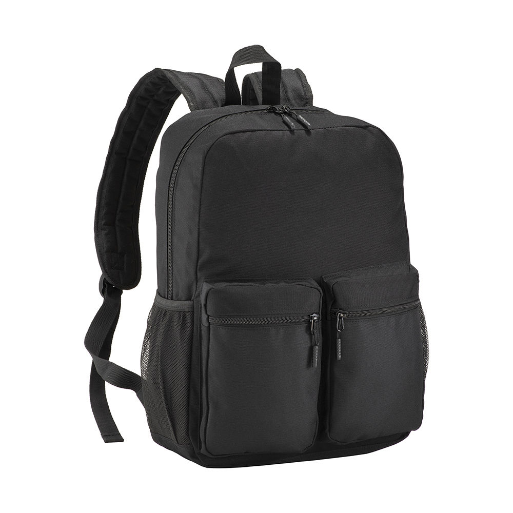600D polyester 5 pockets backpack, two side meshed, adjustable shoulder straps
