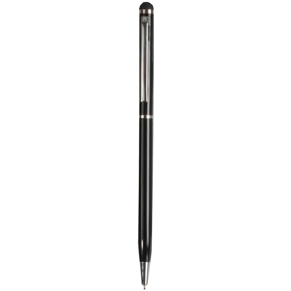 Twist pen with metal clip and barrel, and matching touchscreen rubber tip
