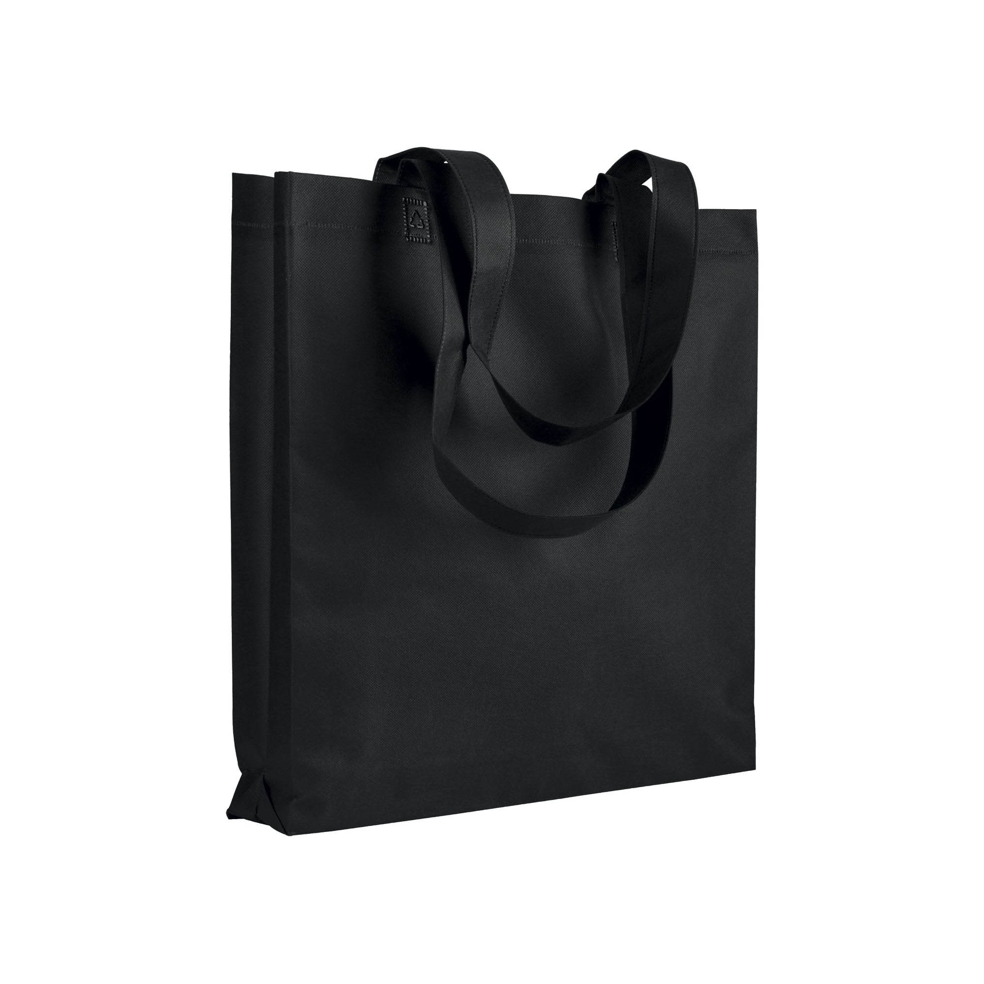 Heat-sealed 80 g/m2 non-woven fabric shopping bag with gusset and long handles