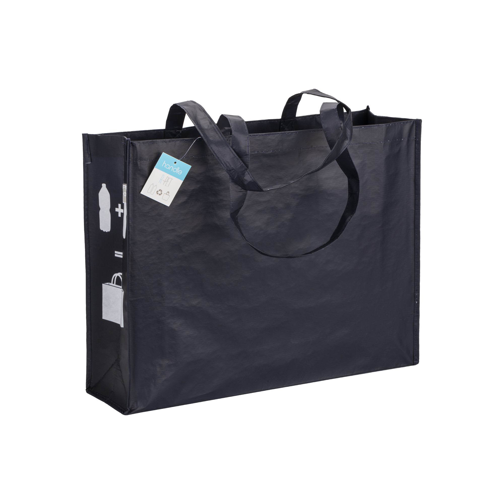 R-Pet (recycled plastic) shopper with gusset, longue handle