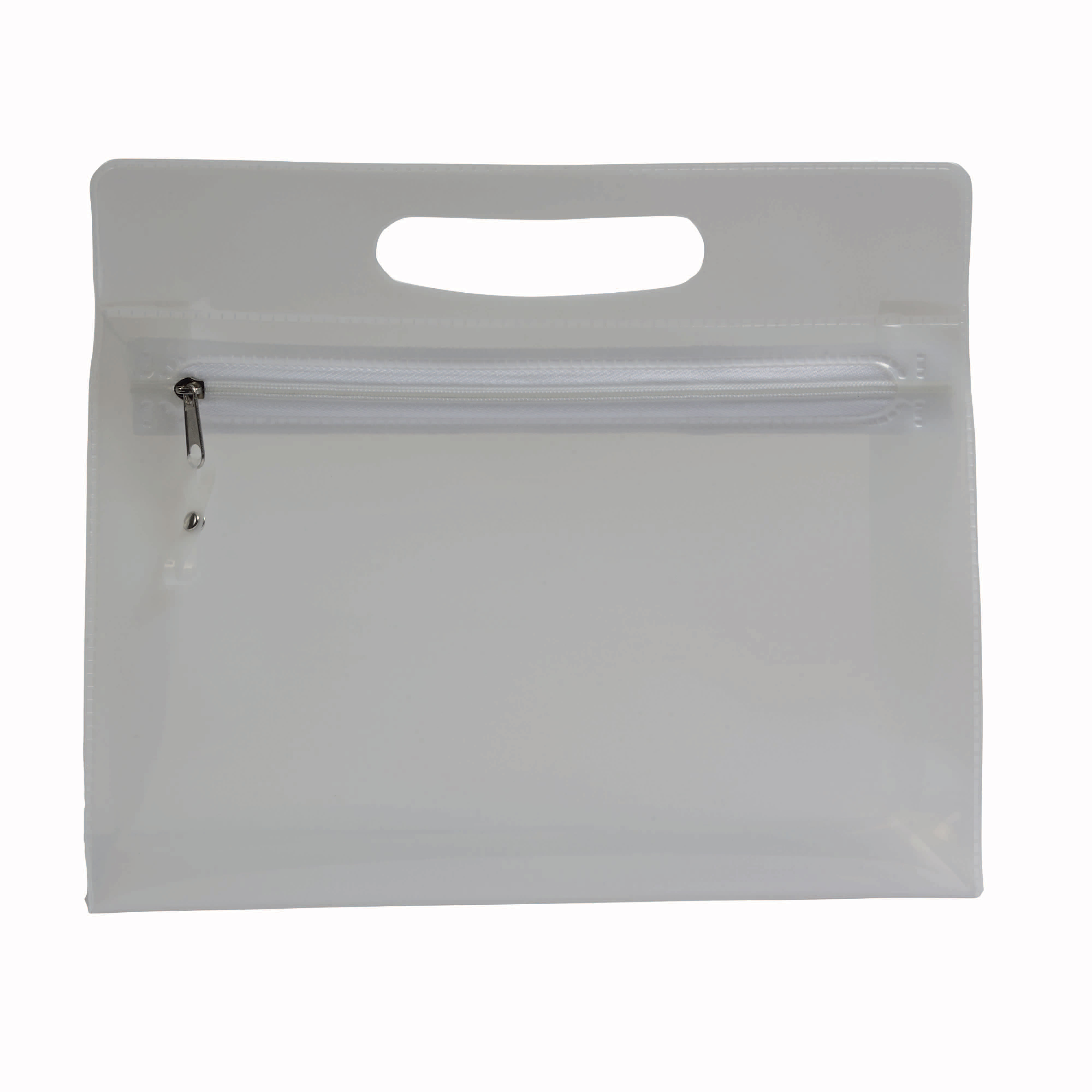 Geantă cosmetică din PVC transparentă, cu fermoar și mâner — fotografia 2