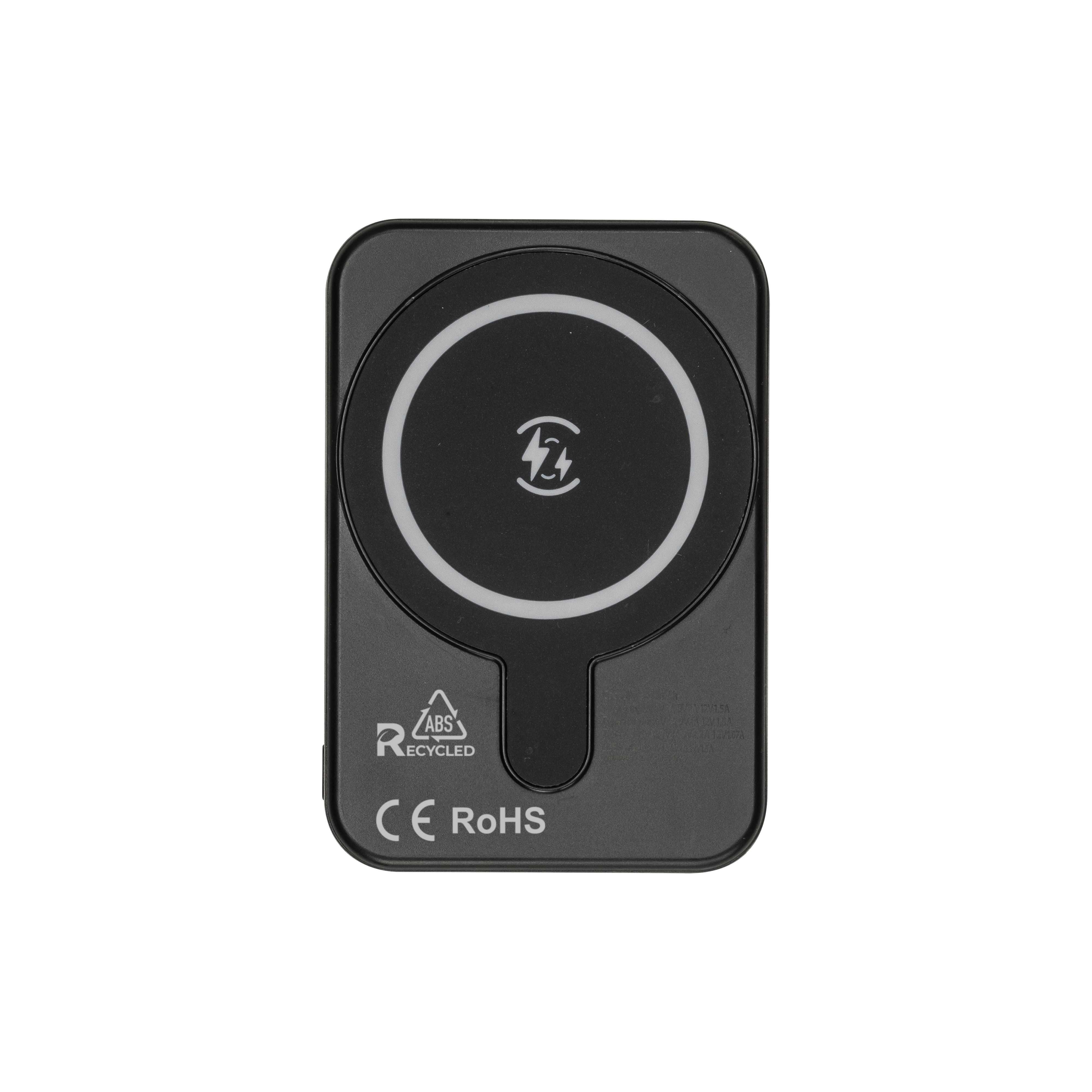 R-ABS 5000 mAh magnetic power bank, 15W wireless output with magnetic sticker