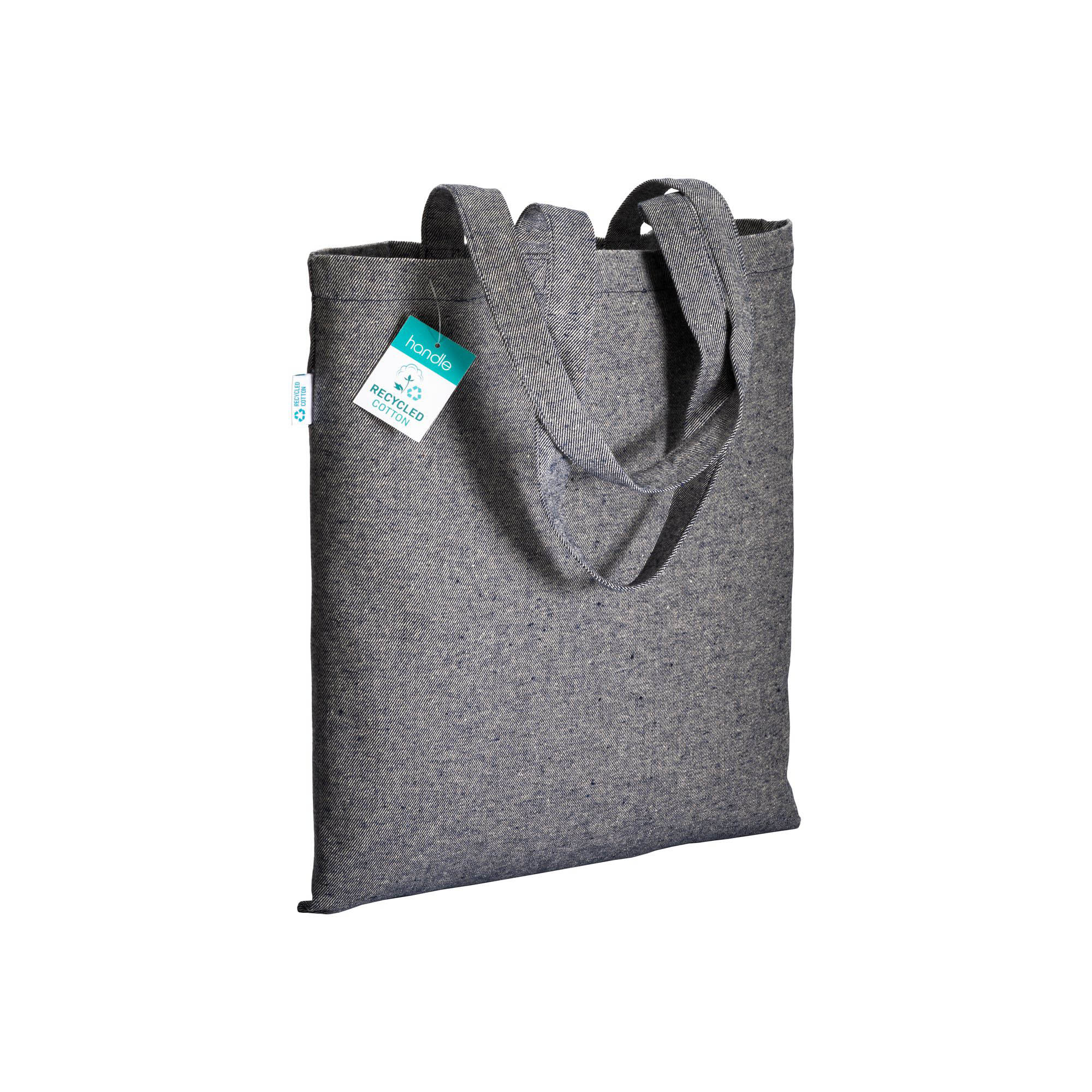 Pungă de cumpărături din bumbac reciclat, 280 g/m², cu mânere lungi