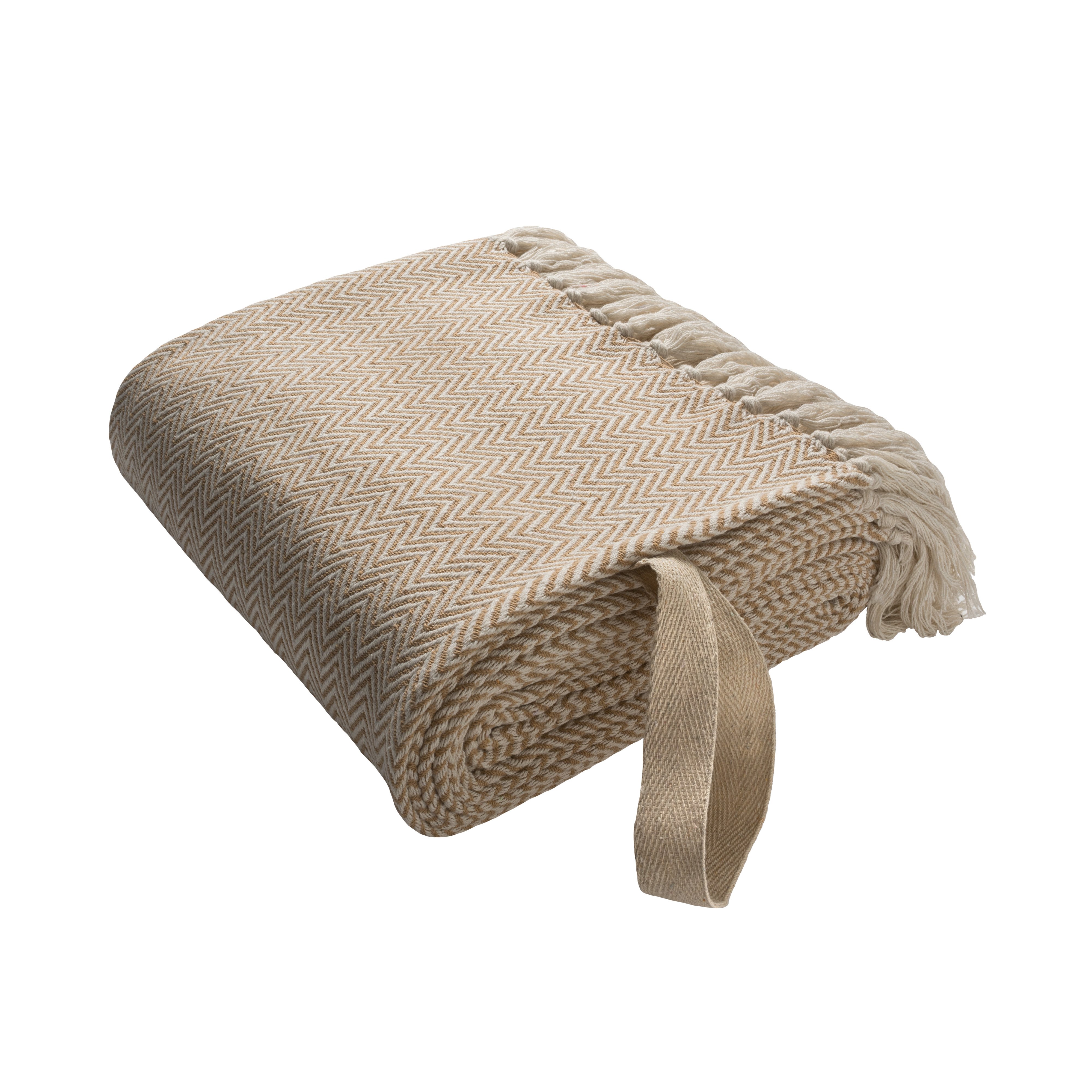 Fringed blanket made of 100% recycled material