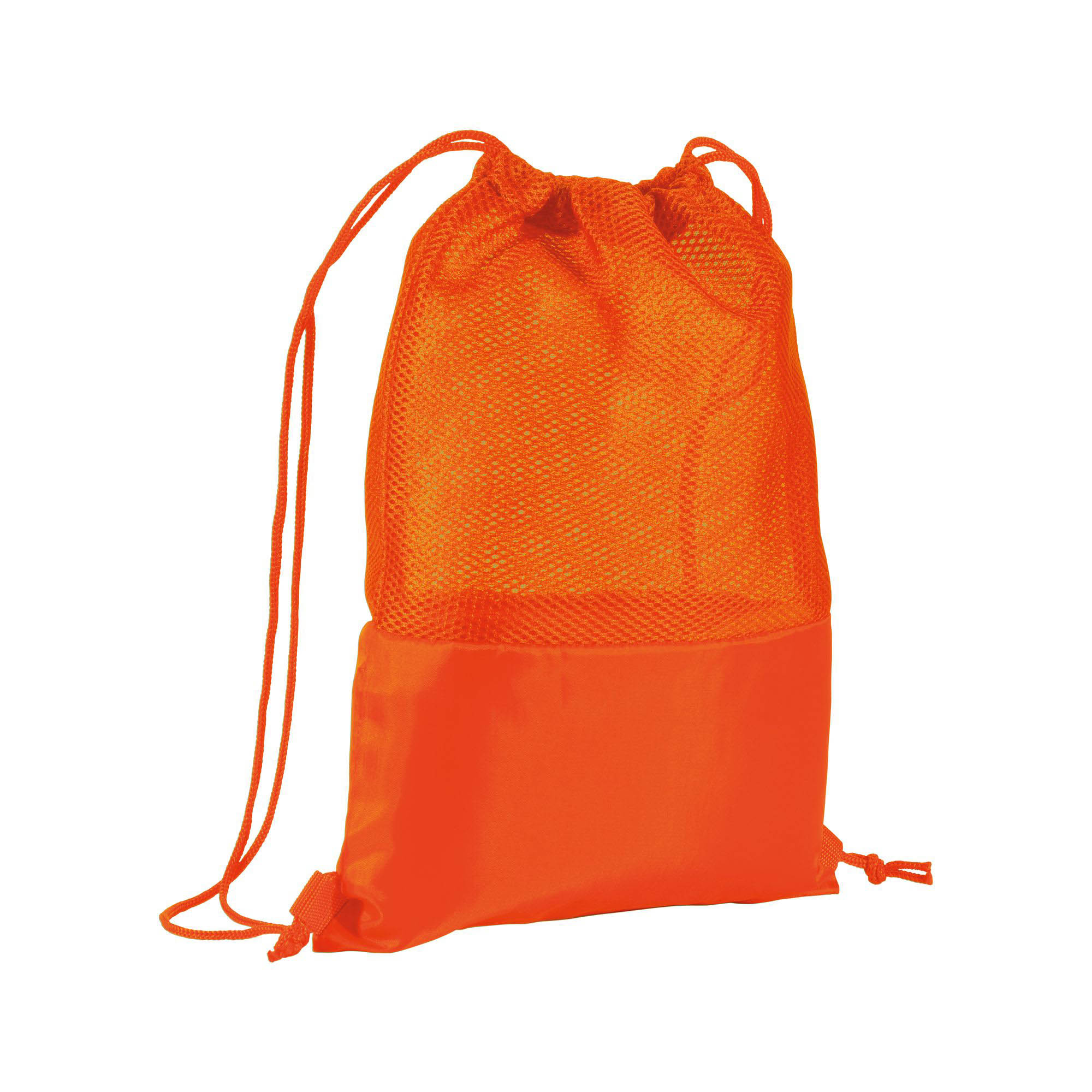 210T polyester backpack with mesh and drawstring closure