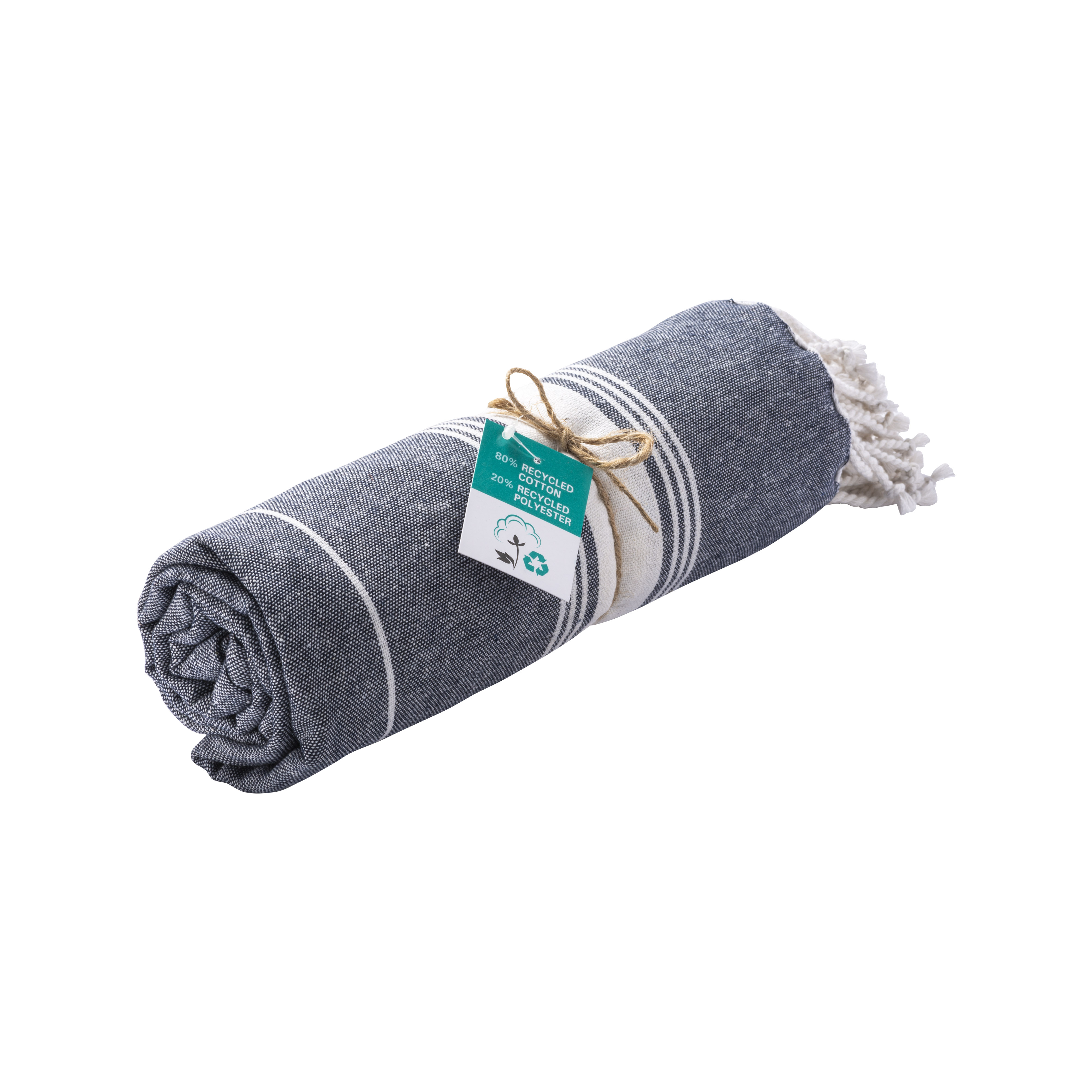 Recycled cotton fringed beach towel