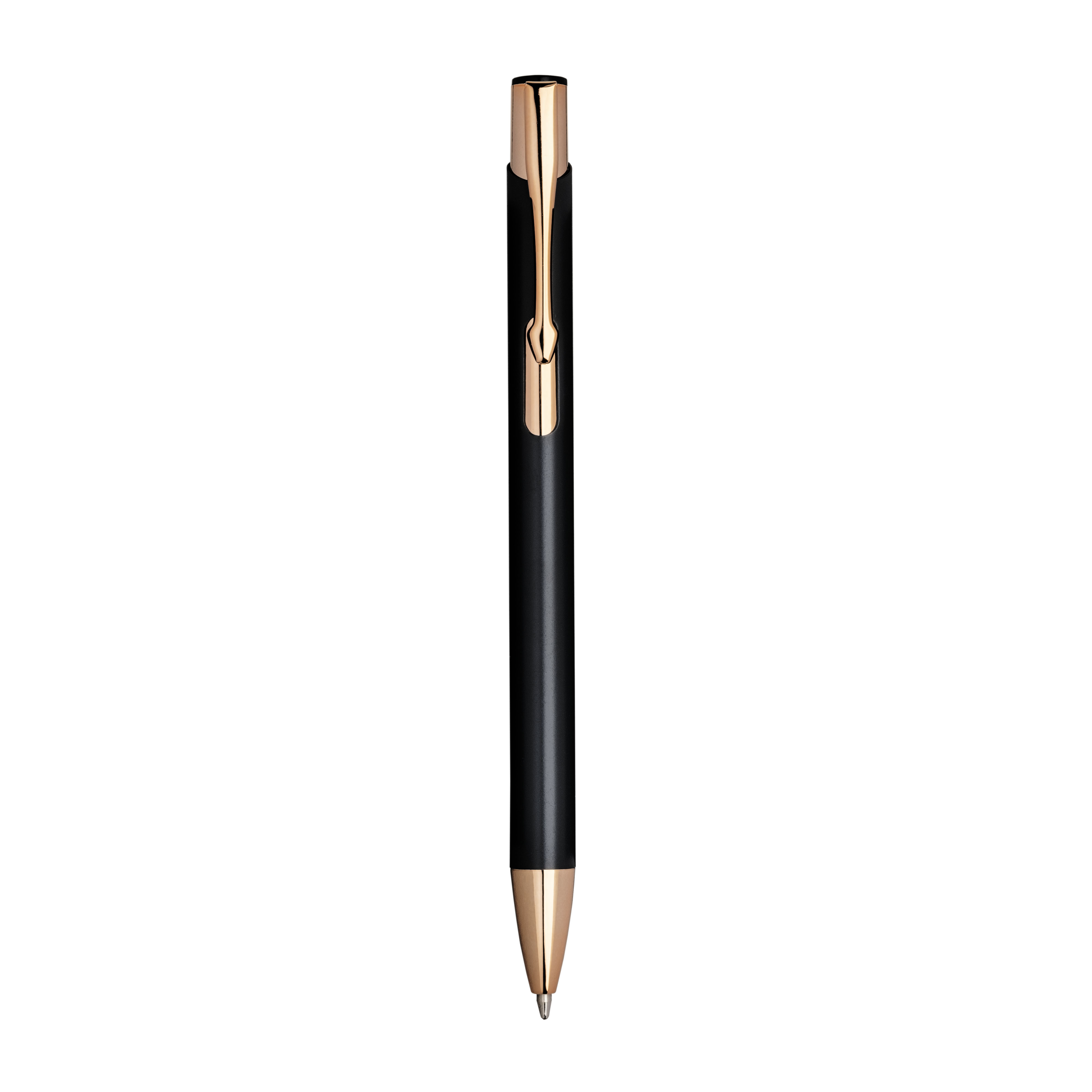 Aluminium snap pen with rose gold metal details