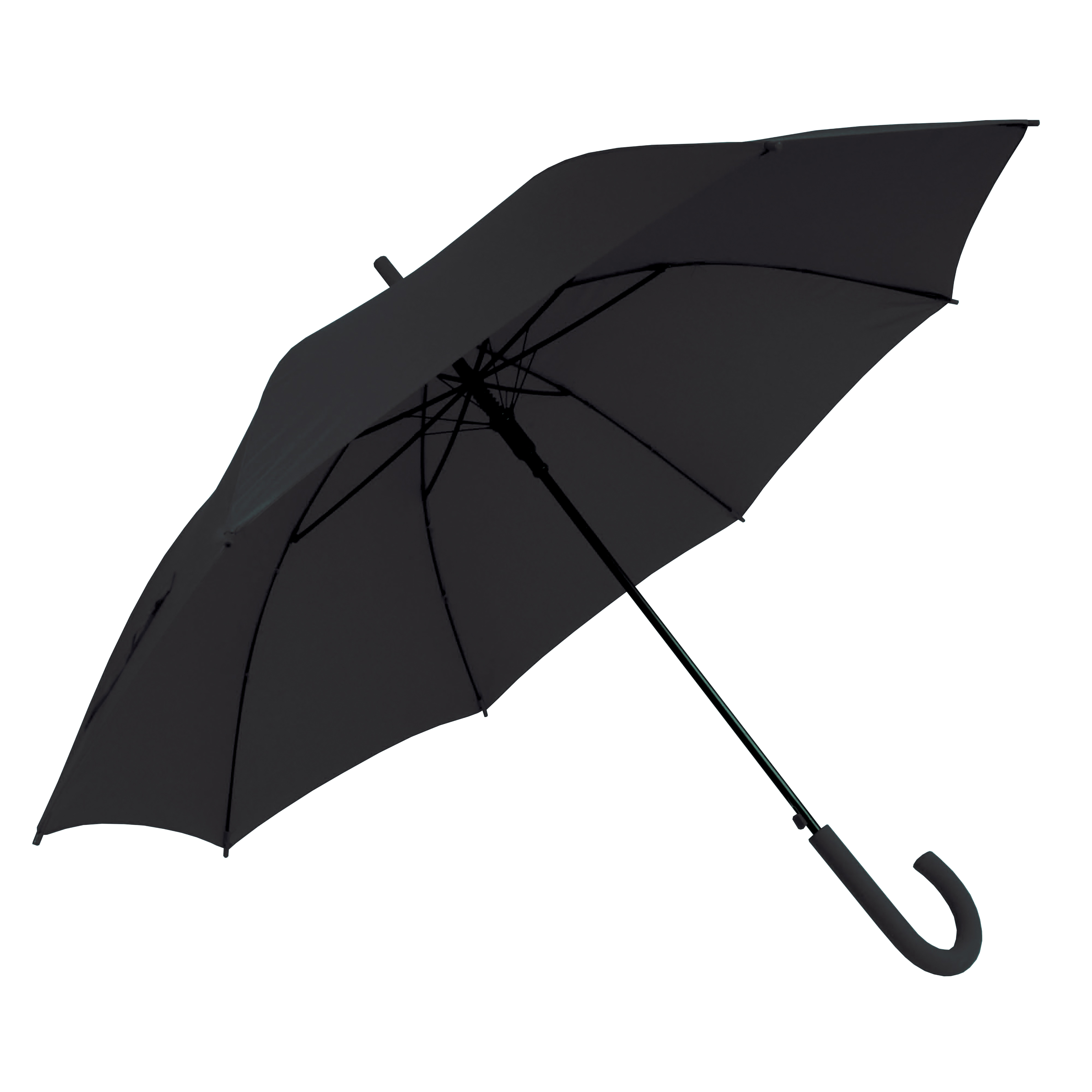 Automatic umbrella with rubberised handle and ferrule